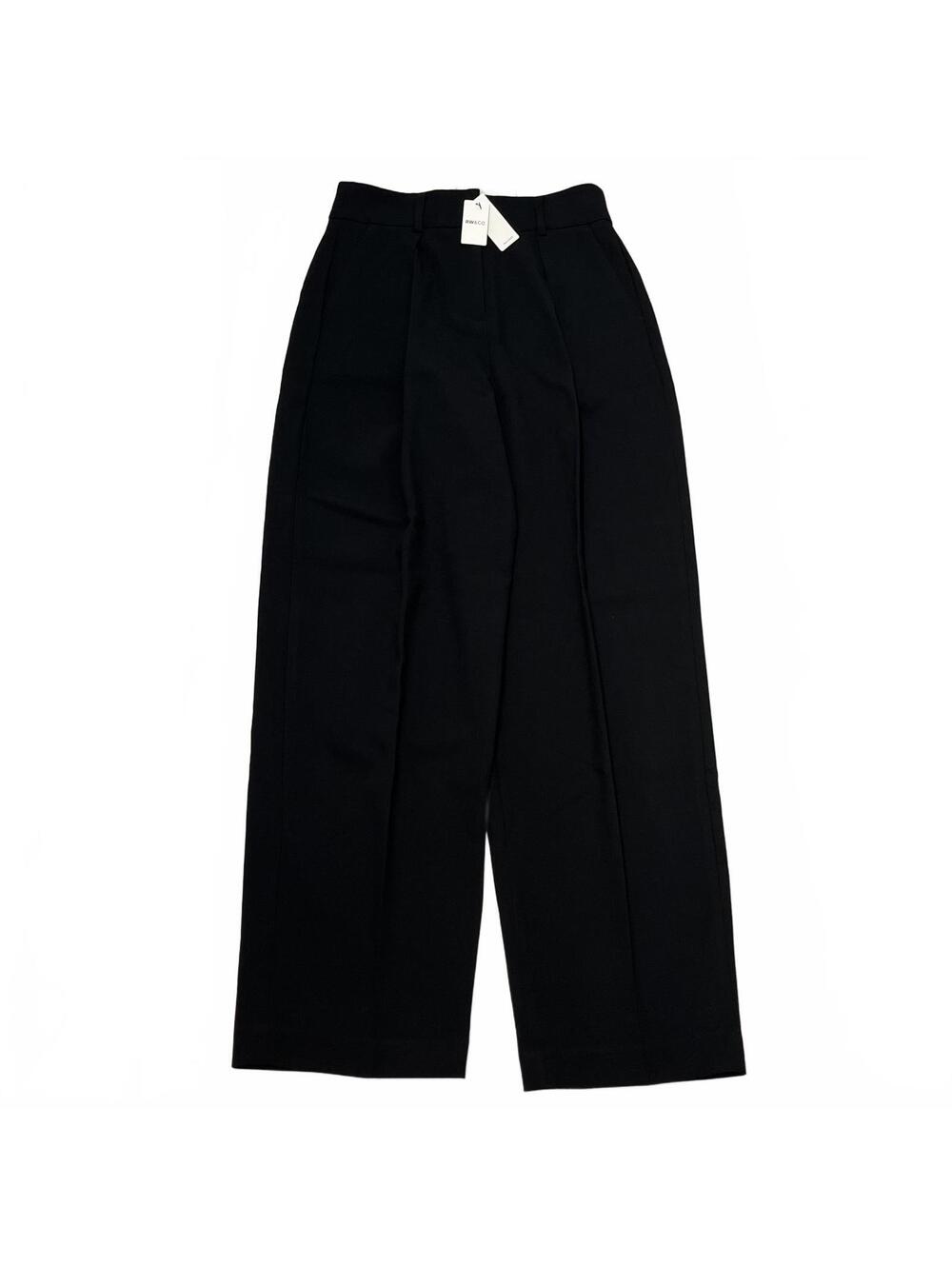NWT Rw&CO Women's 0 Black High Rise Pleated Dress Pants Wide Leg Fit Office Wear